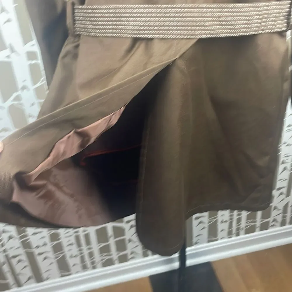 Vtg Deadstock 70s Brown Belted Jacket w Removable Faux Fur Lining 42